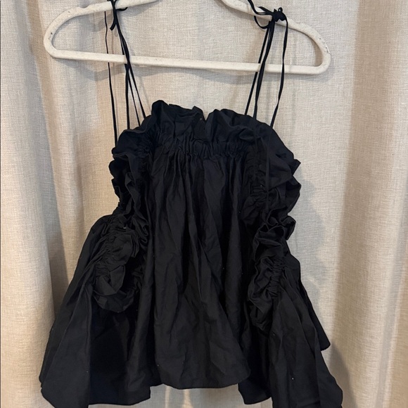 Forever 21 Tops - Forever 21 Black Ruffle Tie-Shoulder Camisole